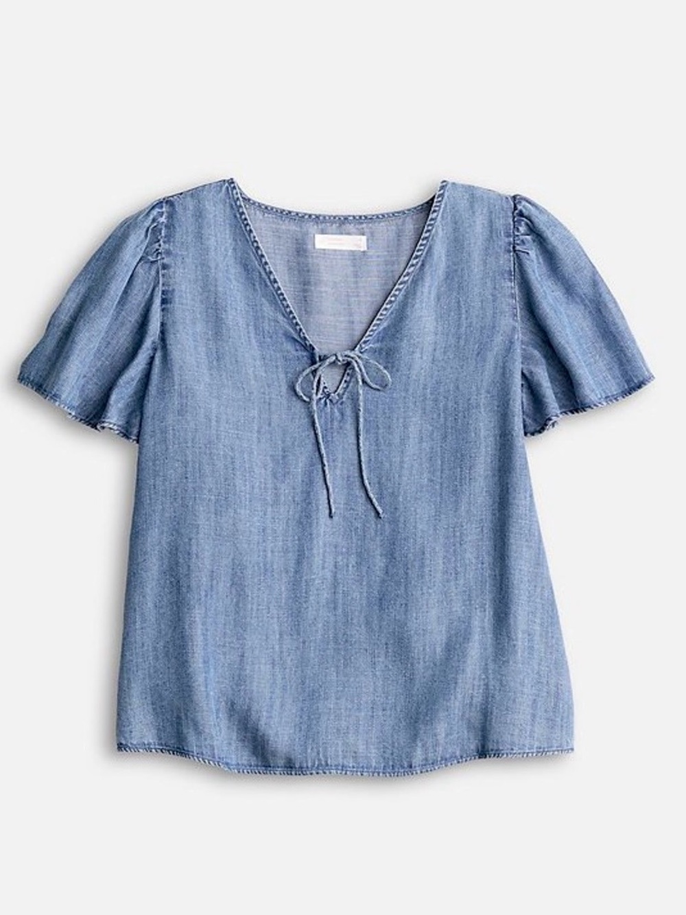 Petite LC Lauren Conrad Tie Key Hole Flutter Sleeve Woven Top (PM)